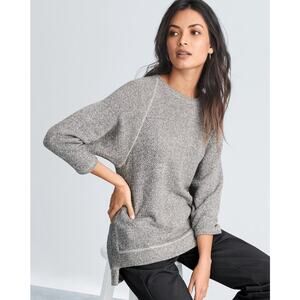 Eileen Fisher Twisted Organic Cotton Terry Shirt Top 3/4 Sleeve